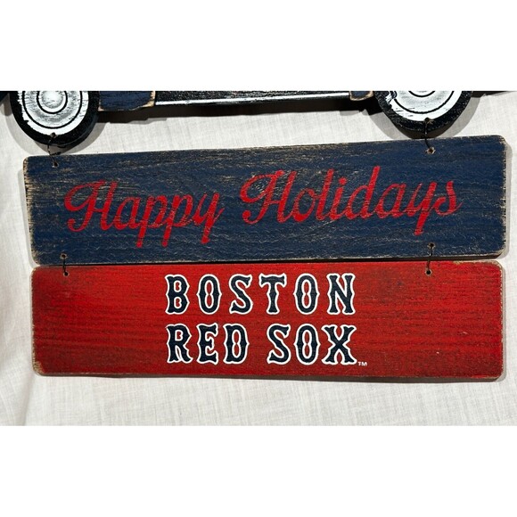 NEW Foco MLB Boston Red Sox Baseball Happy Holidays Hanging Wall Sign- Christmas - Picture 2 of 10